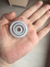 Load image into Gallery viewer, 33.6/23.5/14.7mm Type A 100% Natural light purple white Jadeite Jade concentric circle safety Guardian ring pendant set BK113