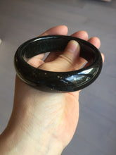 Load image into Gallery viewer, 60mm 100% Natural dark green/black meteorite Stellar Night sky broad style nephrite Jade bangle HF115-1247