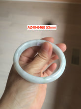 Load image into Gallery viewer, 51-53mm Certified Type A 100% Natural light green/white with green floating flowers oval Jadeite Jade bangle group AZ40