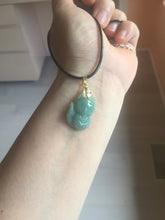 Load image into Gallery viewer, 100% natural type A dark green/light green/white/gray jadeite jade fox pendant necklace PC123