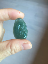 Load image into Gallery viewer, 100% Natural type A icy watery dark green gray black Guatemala jadeite RuYi(如意) pendant BP185