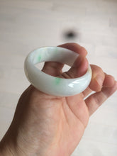 Load image into Gallery viewer, 46.7mm Certified Type A 100% Natural sunny green/white(白底青) Jadeite Jade bangle AC73-1483