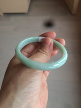 Load image into Gallery viewer, 49mm certified 100% natural Type A light green/white oval jadeite jade bangle BG28-5445