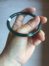 Load image into Gallery viewer, 58.2mm Certified Type A 100% Natural dark green/blue/gray with flying snow Guatemala slim round cut Jadeite bangle PD61-3385