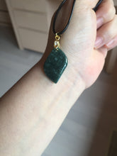 Load image into Gallery viewer, 100% natural type A Guatemala jadeite jade icy watery green black gray with flying snow Willow leaf pendant group BP64