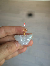 Load image into Gallery viewer, 100% Natural icy watery light green/white 3D Jadeite Jade butterfly pendant AF16