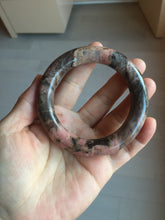 Load image into Gallery viewer, 55mm 100% natural pink/black/brown/yellow chubby round cut rose stone (Rhodonite) bangle AW36