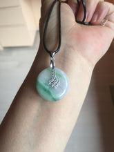Load image into Gallery viewer, 23.5/4.9mm Type A 100% Natural green white Jadeite Jade Safety Guardian Button donuts Pendant BP115