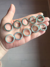 Load image into Gallery viewer, 17.5mm 7 1/4 100% natural type A icy watery green/blue icy watery Guatemala jadeite jade band ring group  BP78