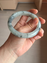 Load image into Gallery viewer, 60mm certified Type A 100% Natural icy watery light green with green floating flowers Jadeite Jade bangle BK134-7434