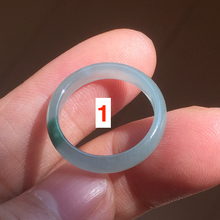 Load image into Gallery viewer, 15.7mm size 5 100% natural type A icy watery green/blue icy watery Guatemala jadeite jade band ring group BP87