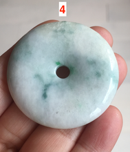 Load image into Gallery viewer, 40-43mm Type A 100% Natural green light brown Jadeite Jade Safety Guardian Button donuts Pendant group BP110