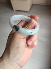 Load image into Gallery viewer, 49mm certified 100% natural Type A icy watery light green/white/purple oval jadeite jade bangle BN40-2854