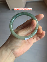 Load image into Gallery viewer, 55mm Type A 100% Natural dark green/gray/black(淡油青) slim round cut Jadeite Jade bangle with defects GL53