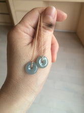 Load image into Gallery viewer, 12.5mm 100% Natural blue gray green safe and sound donut button Guatemala jadeite Jade dangling earring AM76