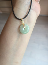 Load image into Gallery viewer, 15-17mm Type A 100% Natural icy watery light green yellow white clear Jadeite Jade Safety Guardian Button donut Pendant group AF97
