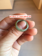 Load image into Gallery viewer, 100% natural type A ice watery black/brow/gray (Wu ji, 冰乌鸡) Chinese ink painting(水墨) jadeite jade band ring AT109