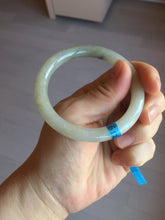 Load image into Gallery viewer, 53.3mm certified 100% natural Type A light green yellow with floating seaweed round cut jadeite jade bangle BM63-6612