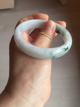 Load image into Gallery viewer, 55.4mm certified Type A 100% Natural light purple with green floating flowers Jadeite Jade bangle AU11-1260