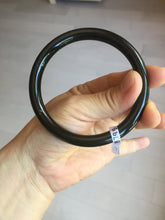 Load image into Gallery viewer, 60.8mm 100% Natural dark green/black meteorite Stellar Night sky slim round cut nephrite bangle HT110-8795