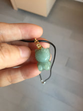 Load image into Gallery viewer, Type A 100% Natural oily dark green/light green/purple/white jadeite jade cat kitty pendant PD200
