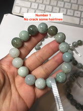 Load image into Gallery viewer, 13.2mm 100% natural type A dark green gray jadeite jade beads bracelet group AT103