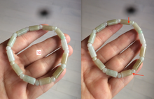 Load image into Gallery viewer, 100% natural type A green/brown/yellow jadeite jade beads bracelet W105