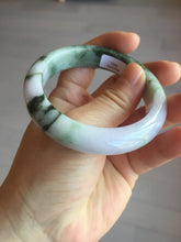 Load image into Gallery viewer, 54.8mm certified 100% natural Type A light purple dark green jadeite jade bangle E141-3921
