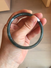 Load image into Gallery viewer, 58.5mm Certified Type A 100% Natural icy watery light green/blue/gray Guatemala slim round cut Jadeite bangle BG94-2498