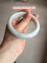 Load image into Gallery viewer, Shopify only. 57.5mm Certified Type A 100% Natural light green white jadeite jade bangle AX123-4483 add on item.