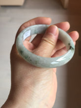 Load image into Gallery viewer, 54.5mm Certified 100% natural Type A white with green floating flowers jadeite jade bangle BN19-7053