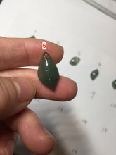 Load image into Gallery viewer, 100% natural type A icy watery dark green jadeite jade petal pendant group F159