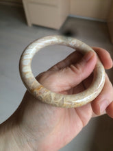 Load image into Gallery viewer, 55.6mm 100% natural beige yellow pink round cut Coral Jade (珊瑚玉) bangle SY59