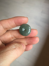 Load image into Gallery viewer, 18.4mm Type A 100% Natural oily dark green/gray Jadeite Jade Safety Guardian Button donuts Pendant PC110
