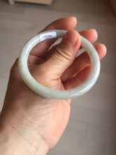 Load image into Gallery viewer, 53.5mm certified 100% natural Type A light green/white/ round cut jadeite jade bangle BS10-9563
