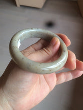 Load image into Gallery viewer, 52.8mm 100% Natural white/beige/gray with floating dandelions nephrite jade bangle HT96