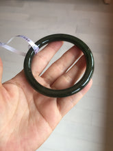 Load image into Gallery viewer, 60.2mm certified 100% Natural dark green/black round cut nephrite Jade(碧玉) bangle HN14-0140