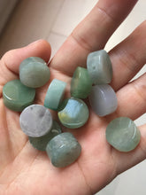 Load image into Gallery viewer, 100% Natural type A icy watery light green/purple/gary Jadeite Jade round cake  pendant group F151
