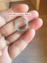 Load image into Gallery viewer, 100% natural type A ice watery black/brow/gray (Wu ji, 冰乌鸡) Chinese ink painting(水墨) jadeite jade band ring AT109