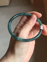 Load image into Gallery viewer, 59.5mm Certified Type A 100% Natural dark green/blue/gray Guatemala slim round cut Jadeite bangle PD177-2483