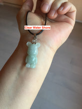 Load image into Gallery viewer, Type A 100% Natural light green white jadeite jade cute baby bear pendant BG93