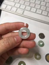 Load image into Gallery viewer, 16-19mm Type A 100% Natural icy watery sunny green white yellow Jadeite Jade safety Guardian ring bead set F134