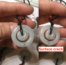 Load image into Gallery viewer, 21-25mm Type A 100% Natural icy watery light green/clear/white Jadeite Jade concentric circle safety Guardian ring Pendant (子母扣,同心环) group PA171