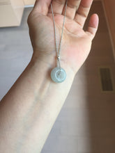 Load image into Gallery viewer, 15.7mm Type A 100% Natural green/gray Jadeite Jade Safety Guardian Button donuts Pendant PC112