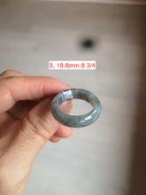 Load image into Gallery viewer, 100% natural type A green/black (青花乌鸡芝麻糊) jadeite jade band ring AE57