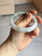 Load image into Gallery viewer, 55mm 100% Natural type A green white green floating flowers carved and golden-painted Jadeite Jade bangle PA168-2337
