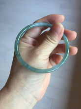 Load image into Gallery viewer, 59mm Certified Type A 100% Natural light green/blue/gray with flying snow Guatemala slim round cut Jadeite bangle PD64-1482