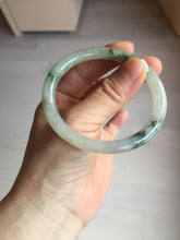 Load image into Gallery viewer, 52mm certified type A 100% Natural green/white with floating flowers slim oval jadeite jade bangle BP26-2670