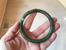 Load image into Gallery viewer, 62mm certified 100% Natural dark green/black round cut nephrite (碧玉) bangle HN17-9162