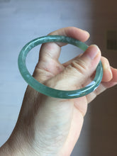 Load image into Gallery viewer, 57mm Certified Type A 100% Natural light green/blue/gray/brown with flying snow Guatemala slim round cut Jadeite bangle PD57-5536